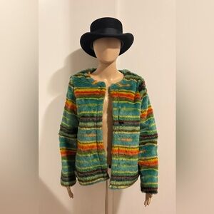 Lucky & Blessed Serape Faux Fur Jacket